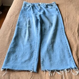 Kensie Light Blue Wide Leg Jeans with Distressed Hem